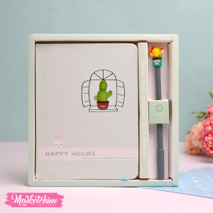Set OF NoteBook&Pen-Light Green Cactus