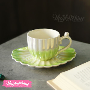 Ceramic Cup&plate-Sea shell-Green