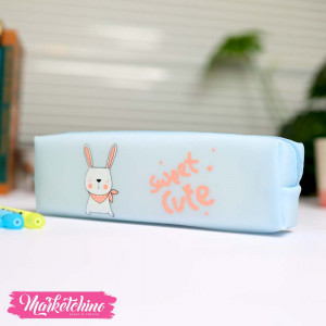 Silicone Pencil case-Light Blue Bunny