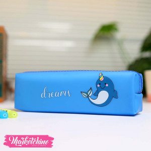 Silicone Pencil case-Blue Dolphin 