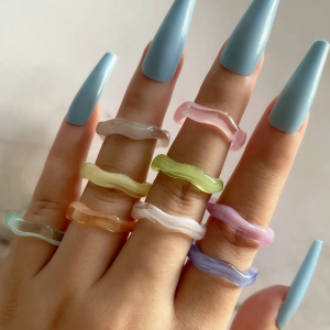 9pcs Simple Resin Ring