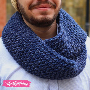 Infinity Scarf For Men-Crochet-Dark Blue