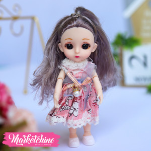 Hard Rubber-Doll-Pink Dress ( 16 cm ) 