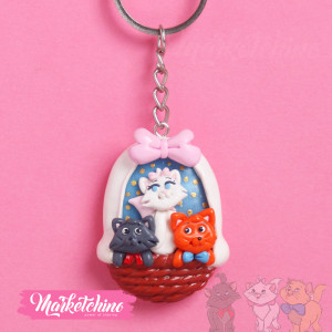 Keychain-Basket OF Cats
