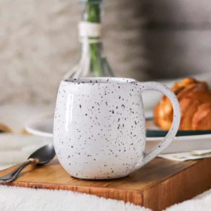 Pottery mug-White Black Dots 