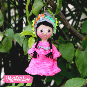 Keychain-Crochet-Country Girl-Pink