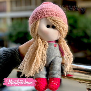 Girl With Pink Ice Cap-Crochet  (28 cm )