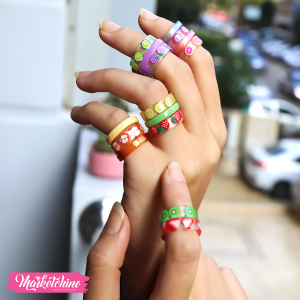Sweetness Retro 5 pcs Fruit Pattern Ring Random