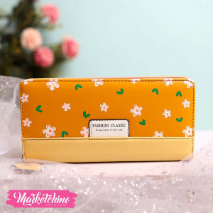 Leather Wallet-Yellow Flower