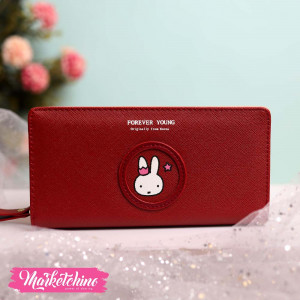 Leather Wallet-Maroon Bunny