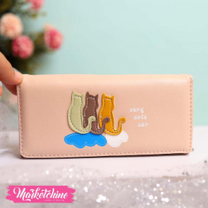 Leather Wallet-Pink Cat