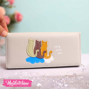 Leather Wallet-Gray Cat