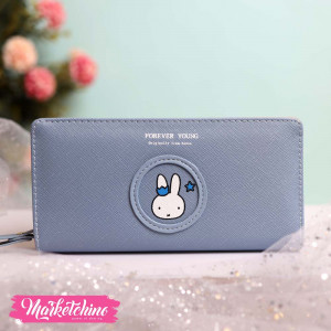 Leather Wallet-Blue Bunny