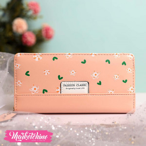 Leather Wallet-Pink Flower