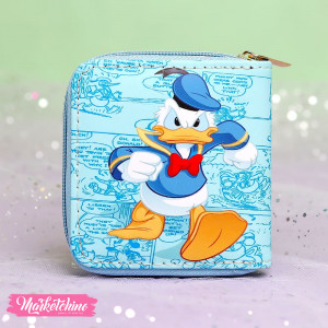 Leather Wallet-Light Blue Donald Duck 