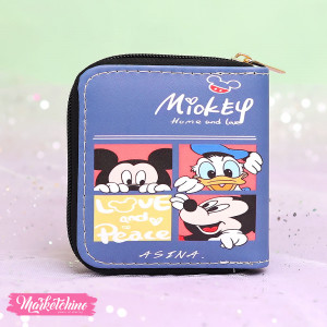 Leather Wallet-Blue Mickey Mouse