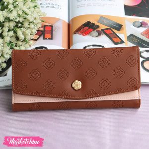Leather Wallet-Brown Flower