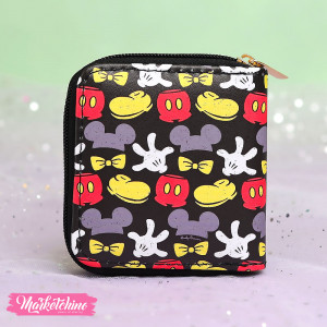 Leather Wallet-Black Mickey Mouse