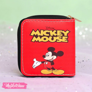 Leather Wallet-Red Mickey Mouse