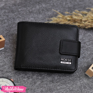 Leather Wallet-Horse-Black 