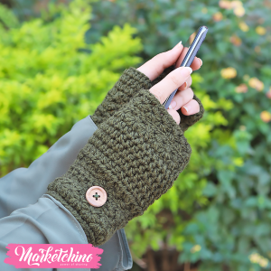Crochet Gloves For Women-Olive