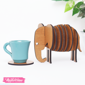Set of  6Psc Wooden Coaster-Puzzle Elephant