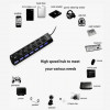 Black Independent Switch 7-Port Splitter HUB, USB 2.0 Multi-Interface Hub