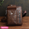 Leather Cross Bag For Men-Brown Jeep-Large