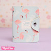 Leather Card Case-Light Blue Flamingo 