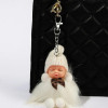 Bow & Pom Pom Decor Doll Bag Charm-White