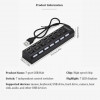 Black Independent Switch 7-Port Splitter HUB, USB 2.0 Multi-Interface Hub