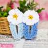 Crochet Hairclips-Light Blue  (Set Of 2 )