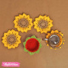Set of  4Psc Crochet Coaster With Pot - Sunflower 
