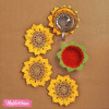 Set of  4Psc Crochet Coaster With Pot - Sunflower 