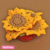 Set of  4Psc Crochet Coaster With Pot - Sunflower 