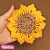 Set of  4Psc Crochet Coaster With Pot - Sunflower 