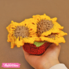 Set of  4Psc Crochet Coaster With Pot - Sunflower 