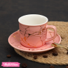 Ceramic Coffee Cup&plate-Pink Marble