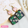 Polymer Clay Earring-Black Flower 