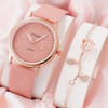  Glitter Round Pointer Quartz Watch &  Bracelet