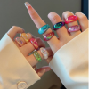 10pcs Fashionable Geometric Resin Round Shaped Large Rings  (18 )