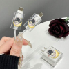 Set Of 3pcs Cartoon Astronaut Pattern Clear Data Cable Protector Iphone