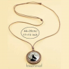 Wolf Pattern Glass & Wooden Pendant Necklace