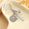 Unisex Airplane & Compass For Pilot Keychain