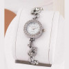  Rhinestone Decor Round Dial Quartz Watch