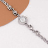  Rhinestone Decor Round Dial Quartz Watch
