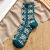 Floral Pattern Crew Socks-Blue