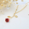 Unconventional Style Oil Drop Red Rose Luxury Pendant Necklace
