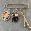 Personality Brooch Painter Pendant Palette Painting Brush Charm Brooch Teacher
