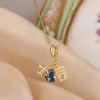 Gold-Plated Dripping Oil Airplane & Map & Passport Travel Necklace